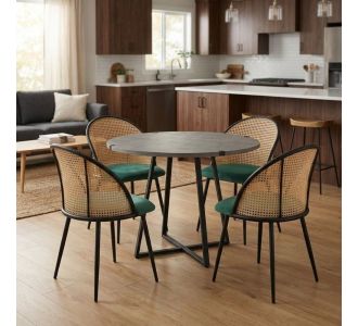 Σετ τραπεζαρία 5τμχ Rubes - Jacob Megapap χρώμα γκρι σκυροδέματος - κυπαρισσί Ø100x78εκ. |  Σετ τραπεζαρίες στο espiti