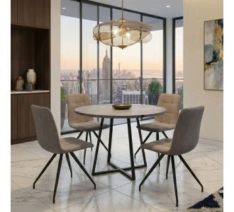 Σετ τραπεζαρία 5τμχ Rubes - Bianca Megapap χρώμα γκρι σκυροδέματος - ανοιχτό μπεζ Ø100x78εκ. |  Σετ τραπεζαρίες στο espiti