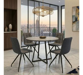 Σετ τραπεζαρία 5τμχ Rubes - Bianca Megapap χρώμα γκρι σκυροδέματος - γκρι Ø100x78εκ. |  Σετ τραπεζαρίες στο espiti