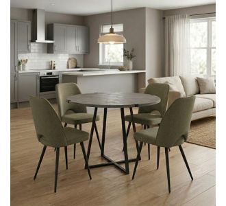 Σετ τραπεζαρία 5τμχ Rubes - Christy Megapap χρώμα γκρι σκυροδέματος - λαδί Ø100x78εκ. |  Σετ τραπεζαρίες στο espiti