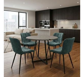 Σετ τραπεζαρία 5τμχ Rubes - Chiara Megapap χρώμα γκρι σκυροδέματος - πράσινο Ø100x78εκ. |  Σετ τραπεζαρίες στο espiti