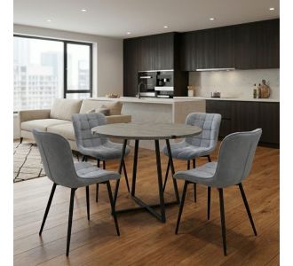 Σετ τραπεζαρία 5τμχ Rubes - Chiara Megapap χρώμα γκρι σκυροδέματος - γκρι Ø100x78εκ. |  Σετ τραπεζαρίες στο espiti