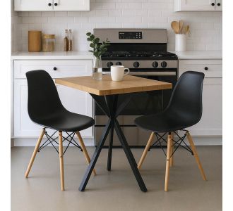 Τραπεζαρία με Καρέκλες Julita μαύρο και Τραπέζι Prestone oak 70x70x75εκ Σετ 3τεμ |  Σετ τραπεζαρίες στο espiti