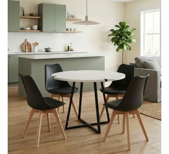 Σετ τραπεζαρία 5τμχ Rubes - Viva Megapap χρώμα λευκό - μαύρο Ø100x78εκ. |  Σετ τραπεζαρίες στο espiti