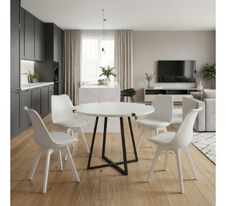 Σετ τραπεζαρία 5τμχ Rubes - Viva Megapap χρώμα λευκό Ø100x78εκ. |  Σετ τραπεζαρίες στο espiti