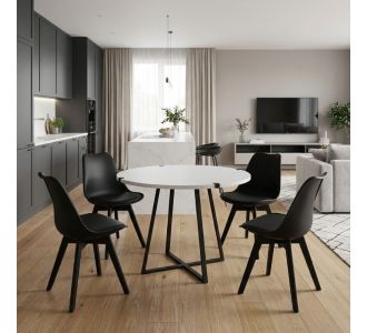 Σετ τραπεζαρία 5τμχ Rubes - Viva Megapap χρώμα λευκό - μαύρο Ø100x78εκ. |  Σετ τραπεζαρίες στο espiti