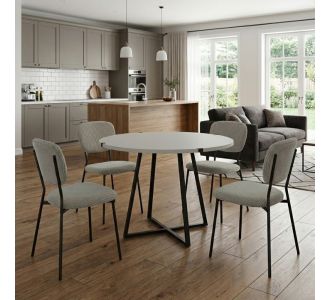 Σετ τραπεζαρία 5τμχ Rubes - Kevin Megapap χρώμα λευκό - λαδί Ø100x78εκ. |  Σετ τραπεζαρίες στο espiti