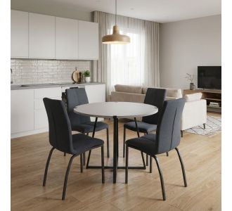 Σετ τραπεζαρία 5τμχ Rubes - Fina Megapap χρώμα λευκό - ανθρακί Ø100x78εκ. |  Σετ τραπεζαρίες στο espiti