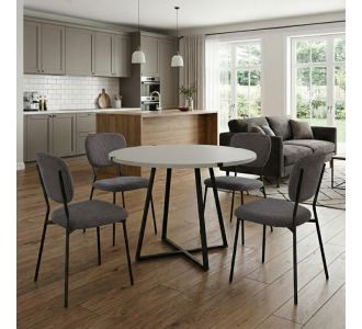 Σετ τραπεζαρία 5τμχ Rubes - Kevin Megapap χρώμα λευκό - γκρι Ø100x78εκ. |  Σετ τραπεζαρίες στο espiti