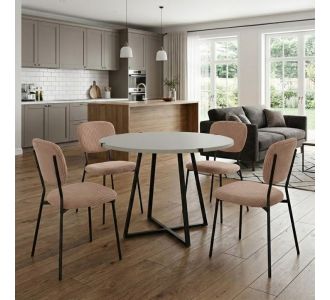 Σετ τραπεζαρία 5τμχ Rubes - Kevin Megapap χρώμα λευκό - μόκα Ø100x78εκ. |  Σετ τραπεζαρίες στο espiti