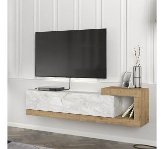 Έπιπλο τηλεόρασης επιτοίχιο Volare Megapap χρώμα λευκό εφέ μαρμάρου - sapphire oak 150x29,6x38,6εκ. |  Έπιπλα τηλεόρασης στο espiti