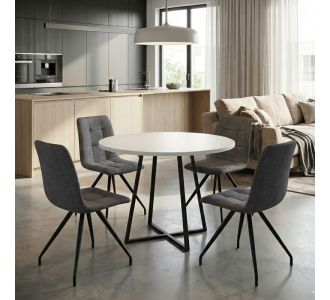 Σετ τραπεζαρία 5τμχ Rubes - Bianca Megapap χρώμα λευκό - γκρι Ø100x78εκ. |  Σετ τραπεζαρίες στο espiti