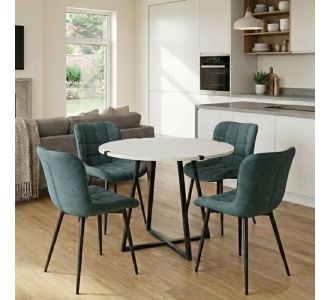 Σετ τραπεζαρία 5τμχ Rubes - Chiara Megapap χρώμα λευκό - πράσινο Ø100x78εκ. |  Σετ τραπεζαρίες στο espiti