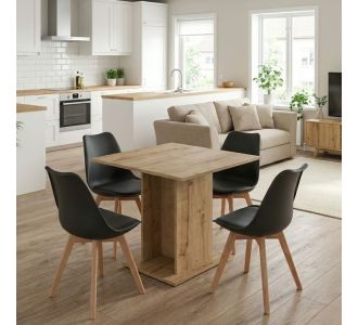 Σετ τραπεζαρία 5τμχ Allos - Viva Megapap χρώμα sapphire oak - μαύρο/φυσικό πόδι 75x75x77εκ. |  Σετ τραπεζαρίες στο espiti