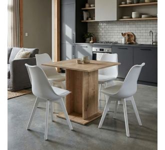 Σετ τραπεζαρία 5τμχ Allos - Viva Megapap χρώμα sapphire oak - λευκό 75x75x77εκ. |  Σετ τραπεζαρίες στο espiti