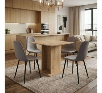 Σετ τραπεζαρία 5τμχ Allos - Iris Megapap χρώμα sapphire oak - ανοιχτό μπεζ 75x75x77εκ. |  Σετ τραπεζαρίες στο espiti