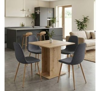 Σετ τραπεζαρία 5τμχ Allos - Iris Megapap χρώμα sapphire oak - γκρι/φυσικό πόδι 75x75x77εκ. |  Σετ τραπεζαρίες στο espiti