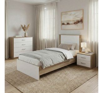 Σετ Κρεβατοκάμαρας Athos Sonoma Λευκό με Κρεβάτι 90x190εκ Σετ 3τεμ |  Σέτ Κρεβατοκάμαρας στο espiti