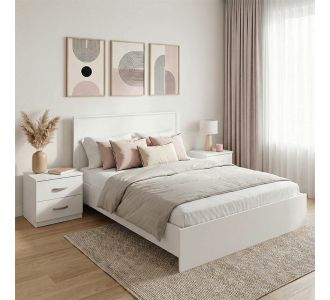 Σετ Κρεβατοκάμαρας Athos Λευκό με Κρεβάτι 140x200εκ Σετ 3τεμ |  Σέτ Κρεβατοκάμαρας στο espiti