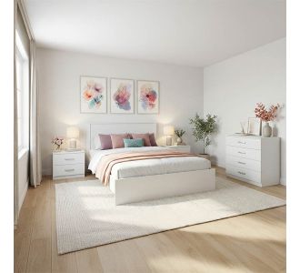 Σετ Κρεβατοκάμαρας Athos Λευκό με Κρεβάτι 140x200εκ Σετ 4τεμ |  Σέτ Κρεβατοκάμαρας στο espiti