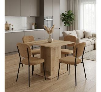 Σετ τραπεζαρία 5τμχ Allos - Kevin Megapap χρώμα sapphire oak - μουσταρδί 75x75x77εκ. |  Σετ τραπεζαρίες στο espiti