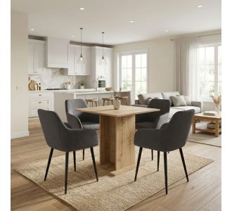 Σετ τραπεζαρία 5τμχ Allos - Monica Megapap χρώμα sapphire oak - γκρι 75x75x77εκ. |  Σετ τραπεζαρίες στο espiti