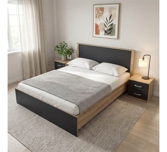Σετ Κρεβατοκάμαρας Athos Sonoma Ανθρακί με Κρεβάτι 160x200εκ Σετ 3τεμ |  Σέτ Κρεβατοκάμαρας στο espiti