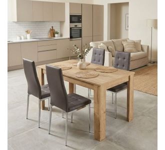 Σετ τραπεζαρία 5τμχ Darlen - Rosa Megapap χρώμα sapphire oak - καφέ/χρωμίου πόδι 125x72x74εκ. |  Σετ τραπεζαρίες στο espiti