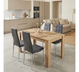 Σετ τραπεζαρία 5τμχ Darlen - Rosa Megapap χρώμα sapphire oak - γκρι/χρωμίου πόδι 125x72x74εκ. |  Σετ τραπεζαρίες στο espiti