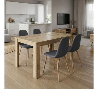 Σετ τραπεζαρία 5τμχ Darlen - Iris Megapap χρώμα sapphire oak - γκρι/φυσικό πόδι 125x72x74εκ. |  Σετ τραπεζαρίες στο espiti