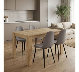 Σετ τραπεζαρία 5τμχ Darlen - Iris Megapap χρώμα sapphire oak - ανοιχτό μπεζ 125x72x74εκ. |  Σετ τραπεζαρίες στο espiti