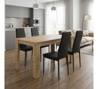 Σετ τραπεζαρία 5τμχ Darlen - Rosa Megapap χρώμα sapphire oak - μαύρο 125x72x74εκ. |  Σετ τραπεζαρίες στο espiti