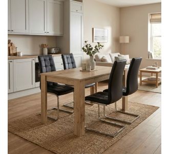 Σετ τραπεζαρία 5τμχ Darlen - Vela Megapap χρώμα sapphire oak - μαύρο 125x72x74εκ. |  Σετ τραπεζαρίες στο espiti