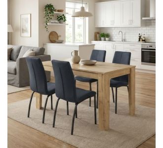 Σετ τραπεζαρία 5τμχ Darlen - Fina Megapap χρώμα sapphire oak - ανθρακί 125x72x74εκ. |  Σετ τραπεζαρίες στο espiti