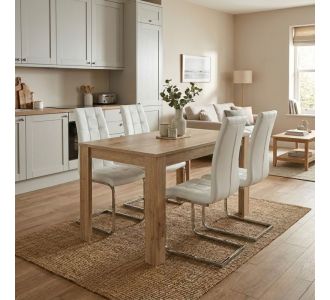 Σετ τραπεζαρία 5τμχ Darlen - Vela Megapap χρώμα sapphire oak - λευκό 125x72x74εκ. |  Σετ τραπεζαρίες στο espiti