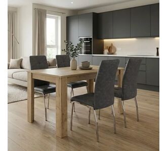 Σετ τραπεζαρία 5τμχ Darlen - Alma Megapap χρώμα sapphire oak - γκρι 125x72x74εκ. |  Σετ τραπεζαρίες στο espiti