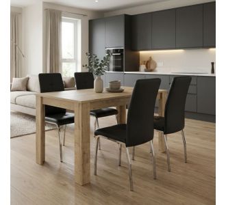 Σετ τραπεζαρία 5τμχ Darlen - Alma Megapap χρώμα sapphire oak - μαύρο 125x72x74εκ. |  Σετ τραπεζαρίες στο espiti