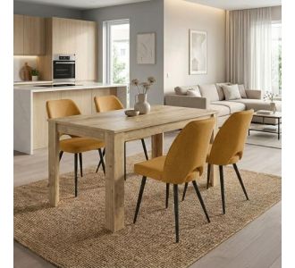 Σετ τραπεζαρία 5τμχ Darlen - Christy Megapap χρώμα sapphire oak - μουσταρδί 125x72x74εκ. |  Σετ τραπεζαρίες στο espiti