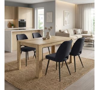 Σετ τραπεζαρία 5τμχ Darlen - Christy Megapap χρώμα sapphire oak - ανθρακί 125x72x74εκ. |  Σετ τραπεζαρίες στο espiti