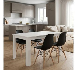 Σετ τραπεζαρία 5τμχ Darlen - Nova Megapap χρώμα λευκό - μαύρο 125x72x74εκ. |  Σετ τραπεζαρίες στο espiti