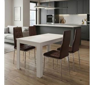 Σετ τραπεζαρία 5τμχ Darlen - Rosa Megapap χρώμα λευκό - καφέ/χρωμίου πόδι 125x72x74εκ. |  Σετ τραπεζαρίες στο espiti