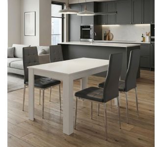 Σετ τραπεζαρία 5τμχ Darlen - Rosa Megapap χρώμα λευκό - γκρι/χρωμίου πόδι 125x72x74εκ. |  Σετ τραπεζαρίες στο espiti