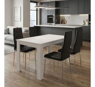 Σετ τραπεζαρία 5τμχ Darlen - Rosa Megapap χρώμα λευκό - μαύρο/χρωμίου πόδι 125x72x74εκ. |  Σετ τραπεζαρίες στο espiti