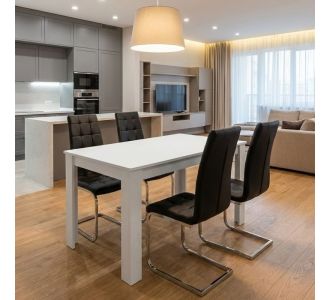 Σετ τραπεζαρία 5τμχ Darlen - Vela Megapap χρώμα λευκό - μαύρο 125x72x74εκ. |  Σετ τραπεζαρίες στο espiti