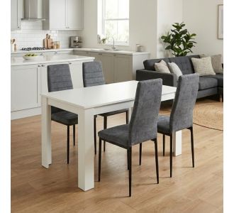 Σετ τραπεζαρία 5τμχ Darlen - Rosa Megapap χρώμα λευκό - γκρι 125x72x74εκ. |  Σετ τραπεζαρίες στο espiti