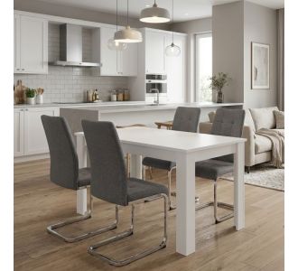 Σετ τραπεζαρία 5τμχ Darlen - Laura Megapap χρώμα λευκό - γκρι 125x72x74εκ. |  Σετ τραπεζαρίες στο espiti