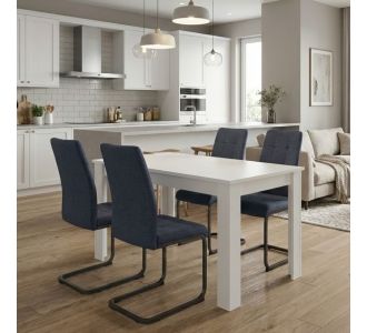 Σετ τραπεζαρία 5τμχ Darlen - Laura Megapap χρώμα λευκό - ανθρακί 125x72x74εκ. |  Σετ τραπεζαρίες στο espiti