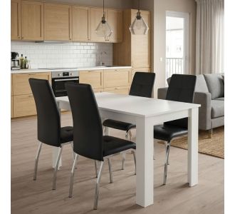 Σετ τραπεζαρία 5τμχ Darlen - Alma Megapap χρώμα λευκό - μαύρο 125x72x74εκ. |  Σετ τραπεζαρίες στο espiti