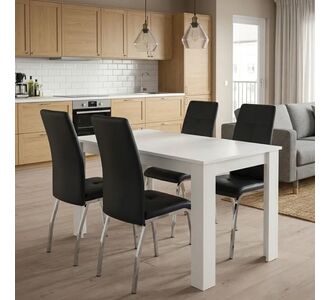 Σετ τραπεζαρία 5τμχ Darlen - Alma Megapap χρώμα λευκό - μαύρο 125x72x74εκ. |  Σετ τραπεζαρίες στο espiti