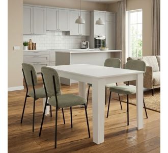 Σετ τραπεζαρία 5τμχ Darlen - Kevin Megapap χρώμα λευκό - λαδί 125x72x74εκ. |  Σετ τραπεζαρίες στο espiti